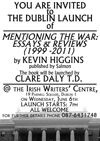 Mentioning the War by Kevin Higgins at the Irish Writers' Centre